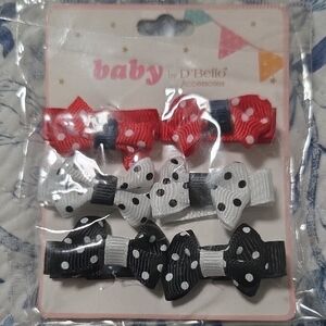 Polka Dot Bow Hair Clips - Red, White, Black